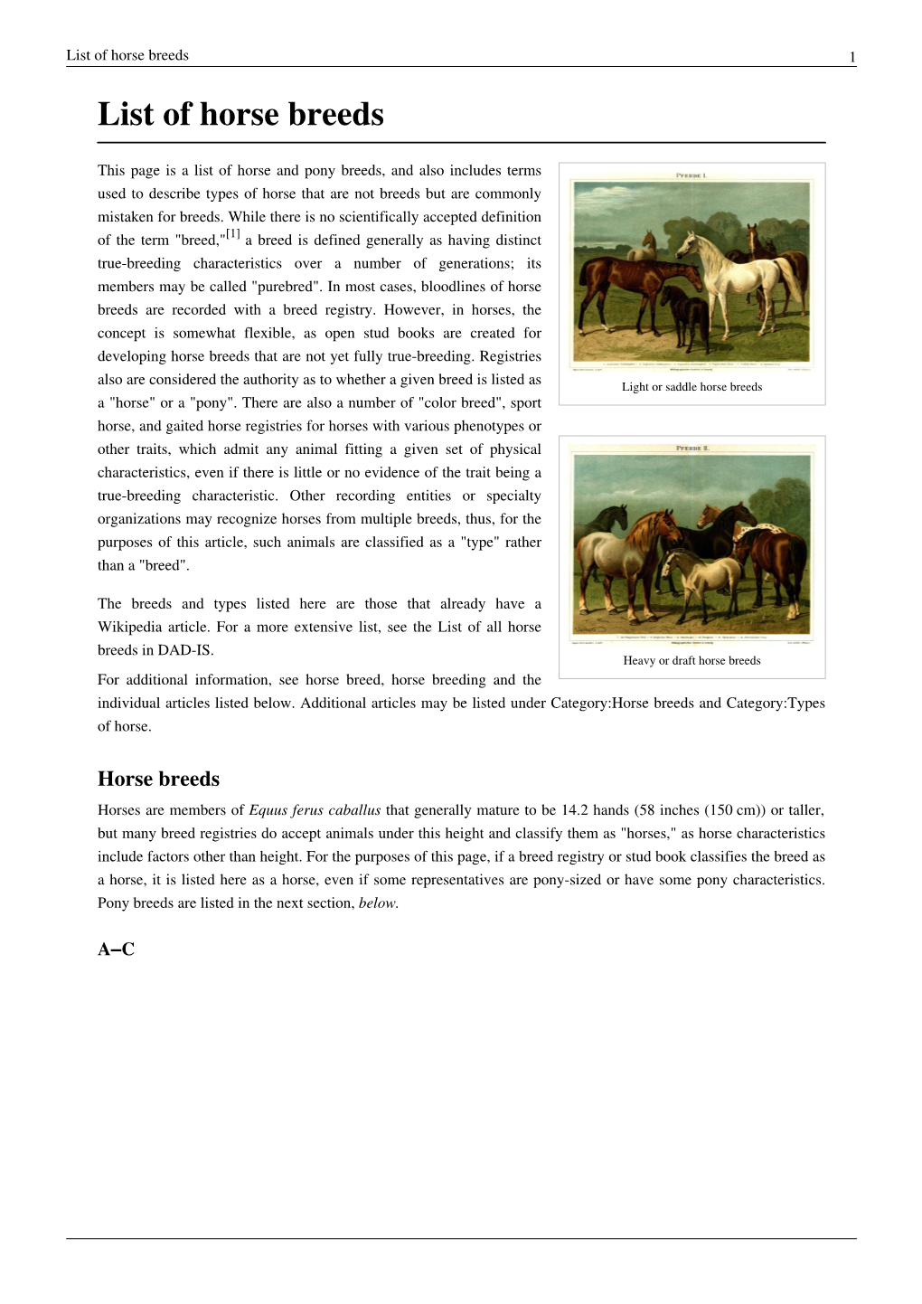 List of Horse Breeds 1 List of Horse Breeds