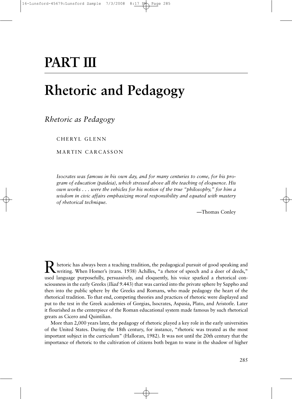 Rhetoric As Pedagogy