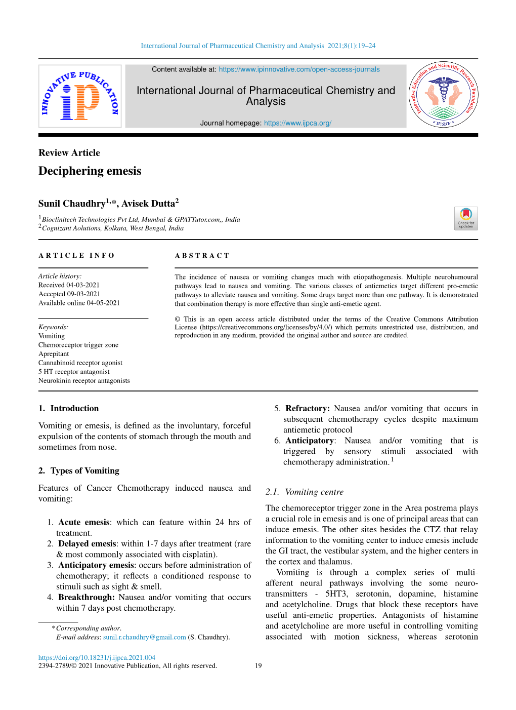 Deciphering Emesis