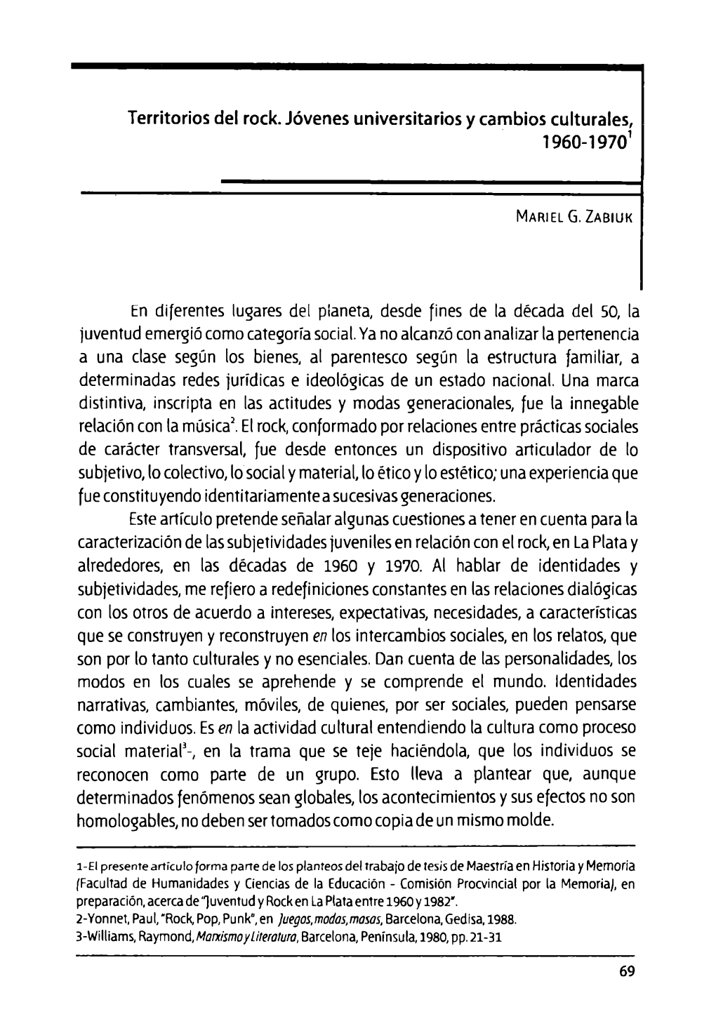 Territorios Del Rock. Jóvenes Universitarios Y Cambios Culturales