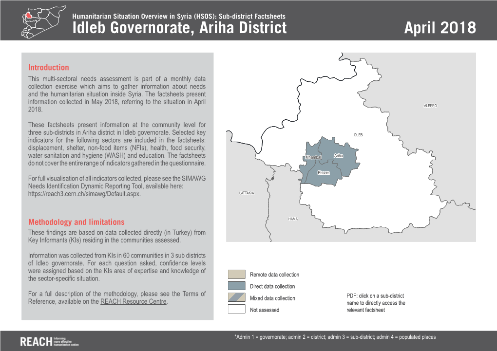 Idleb Governorate, Ariha District April 2018
