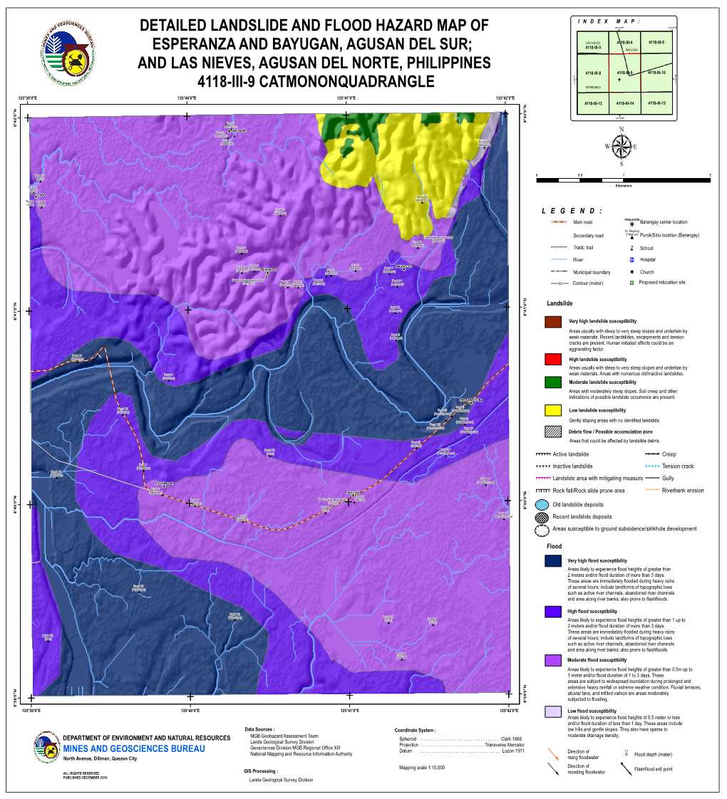 Detailed Landslide and Flood Hazard Map of Esperanza and Bayugan, Agusan Del