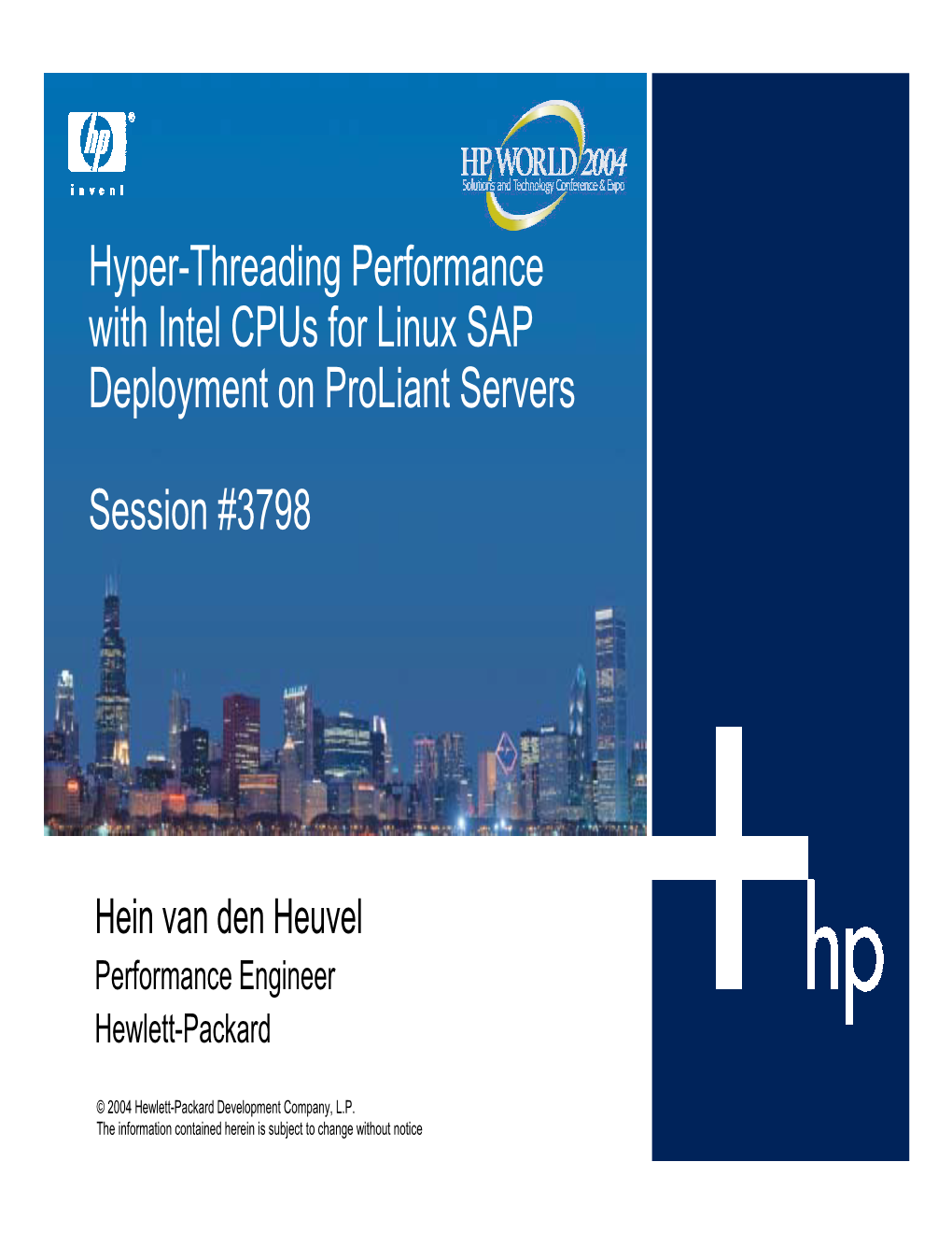 Hyper-Threading Performance with Intel Cpus for Linux SAP Deployment on Proliant Servers