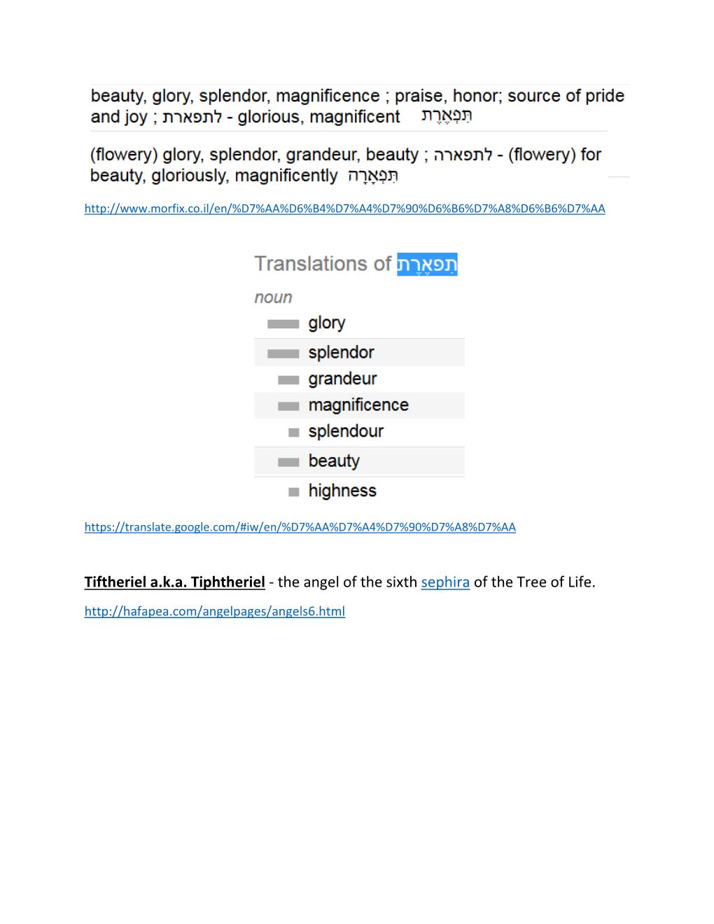 Tiftheriel A.K.A. Tiphtheriel - the Angel of the Sixth Sephira of the Tree of Life