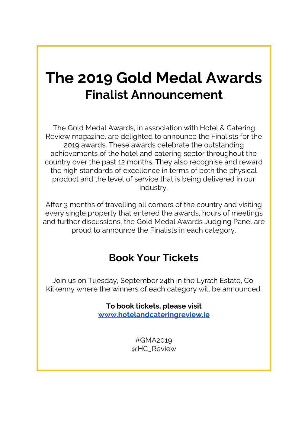 The 2019 Gold Medal Awards Finalist Announcement