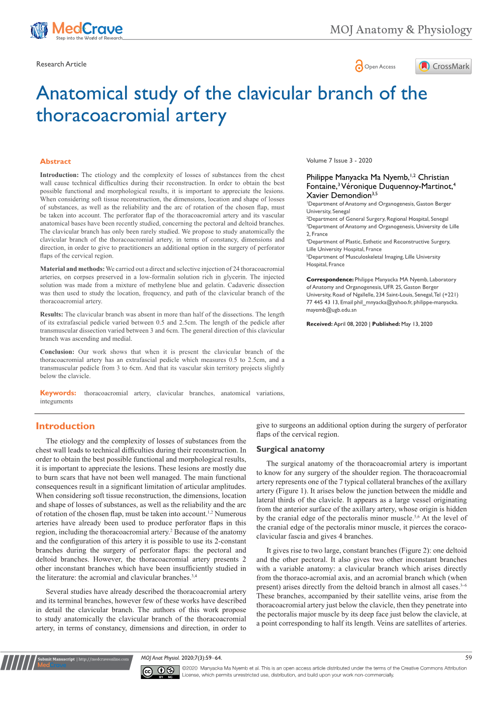 Anatomical Study of the Clavicular Branch of the Thoracoacromial Artery