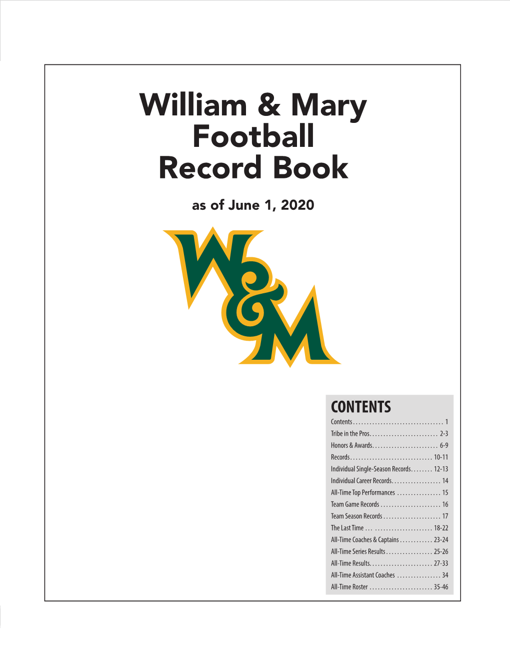 William & Mary Football Record Book