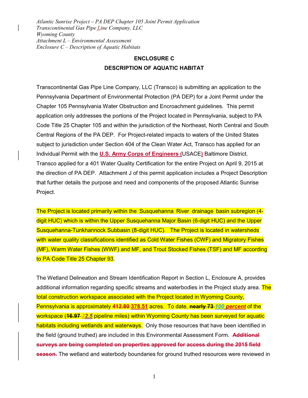 PA DEP Chapter 105 Joint Permit Application Transcontinental Gas