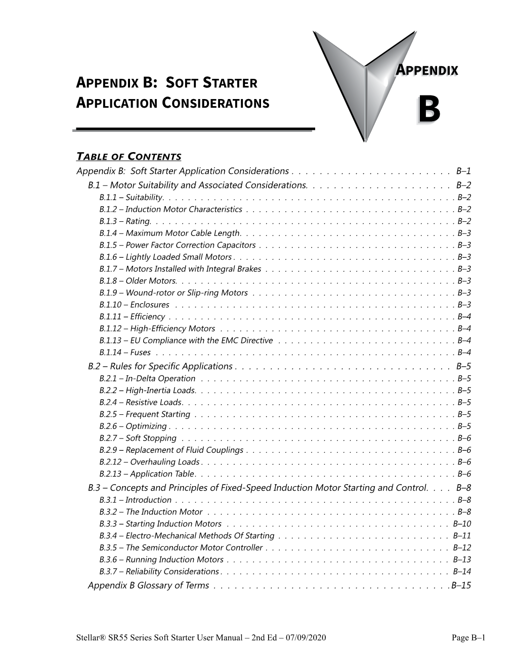 Appendix B: Soft Starter Application Considerations BBB