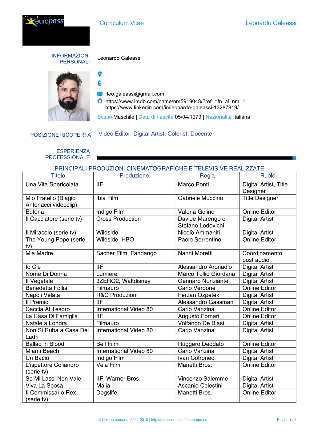 Curriculum Vitae Leonardo Galeassi