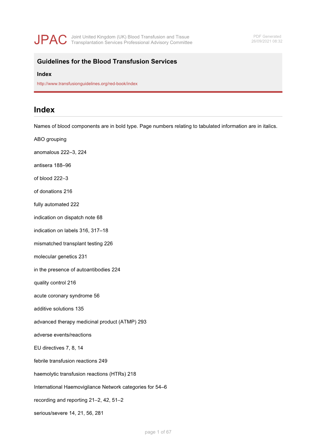 Guidelines for the Blood Transfusion Services