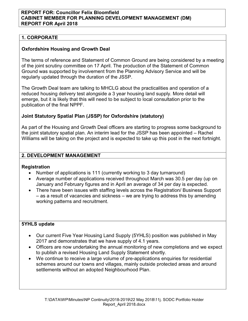 11J. SODC Portfolio Holder Report April 2018.Docx