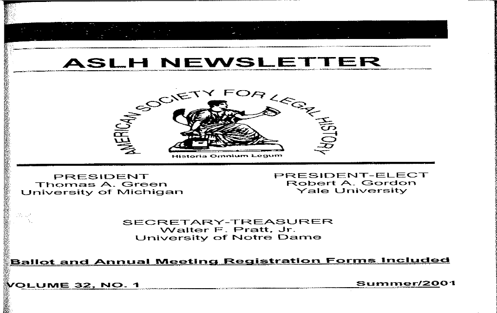 Newsletter, Vol 32 No 1, Summer 2001