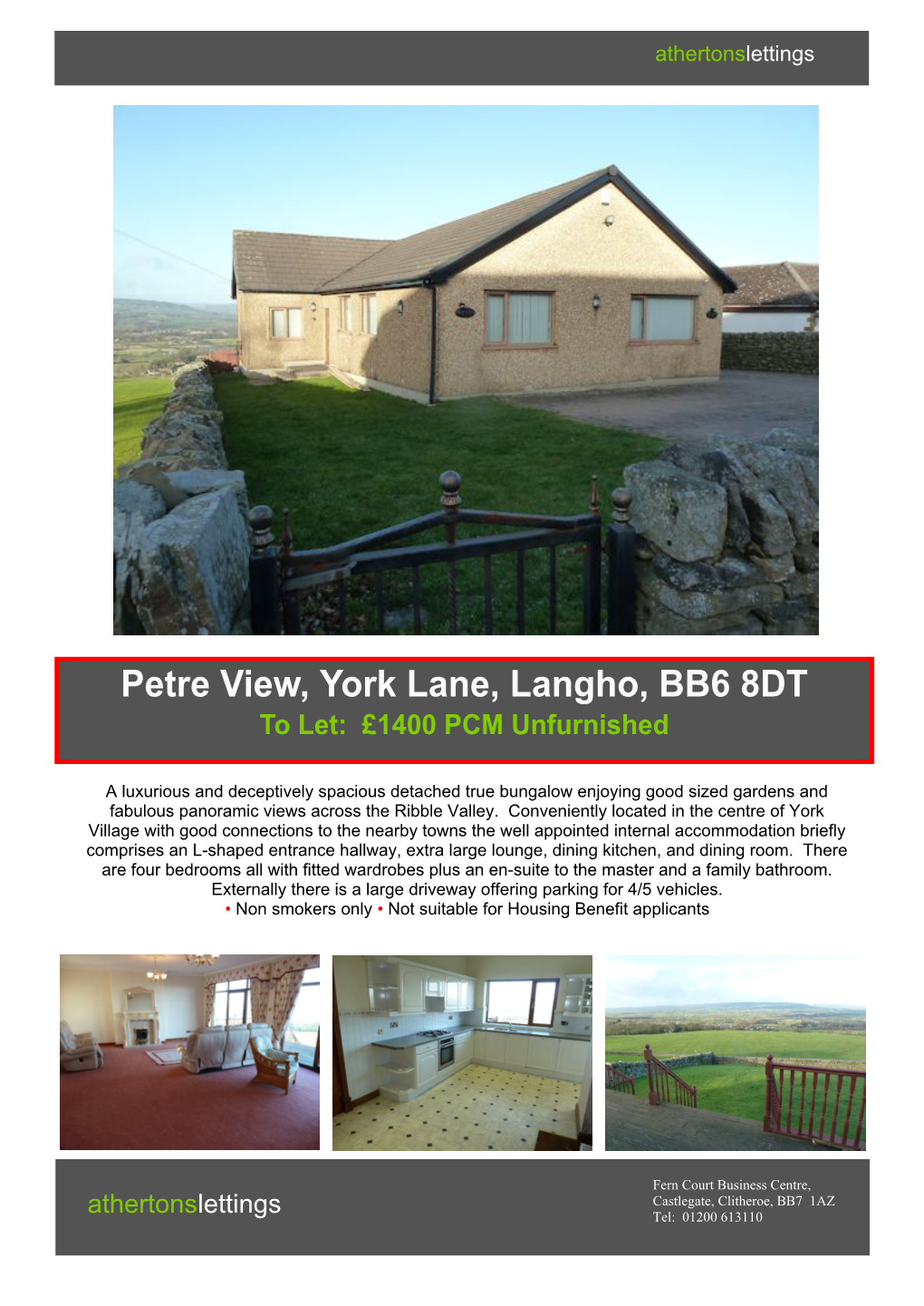 Petre View, York Lane, Langho, BB6 8DT to Let: £1400 PCM Unfurnished