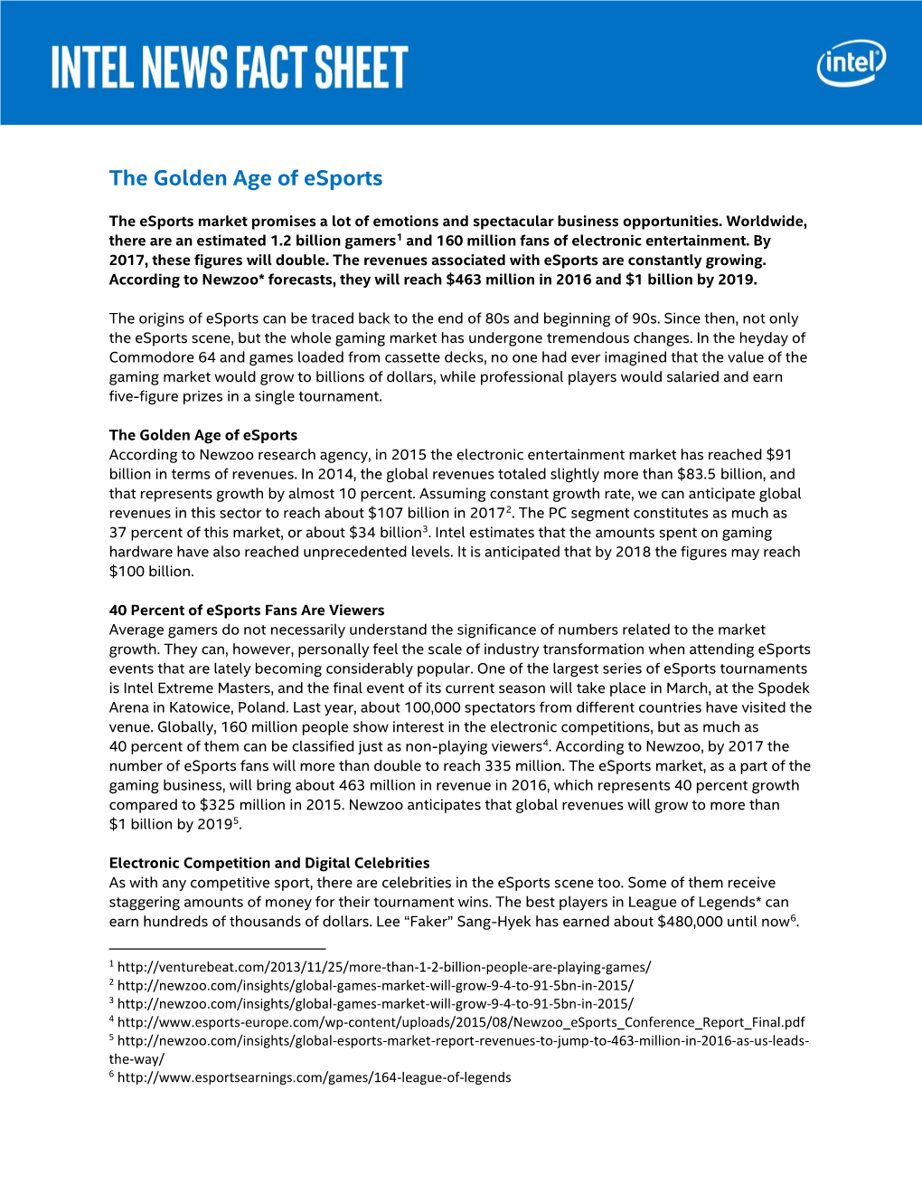 Fact Sheet: the Golden Age of Esports