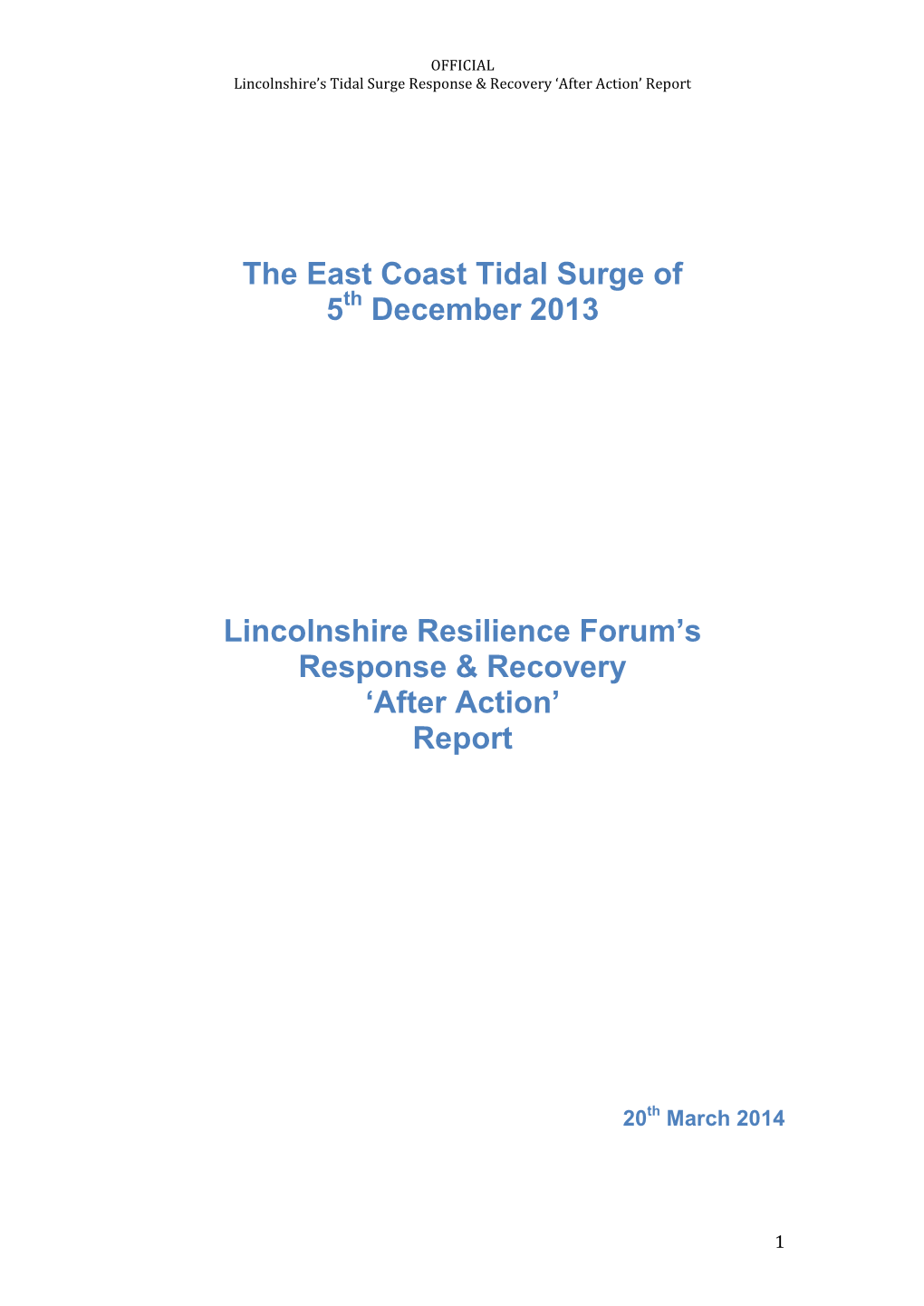 The East Coast Tidal Surge of 5 December 2013 Lincolnshire