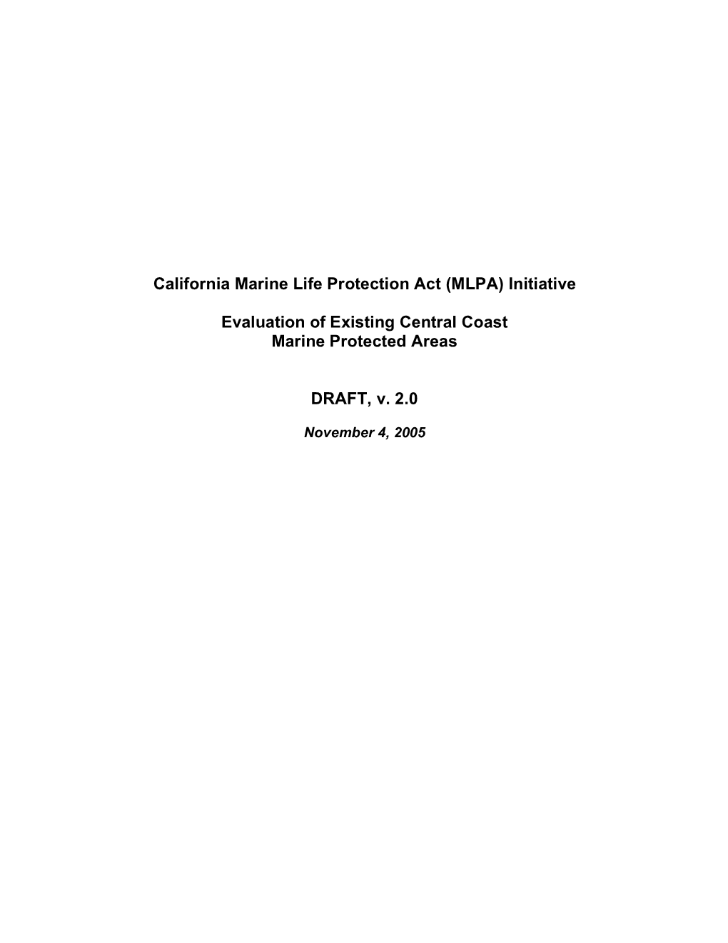 California Marine Life Protection Act (MLPA) Initiative