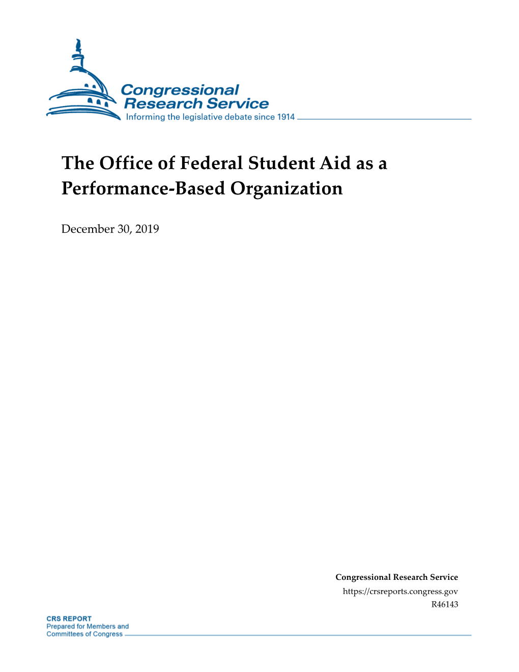 The Office of Federal Student Aid As a Performance-Based Organization