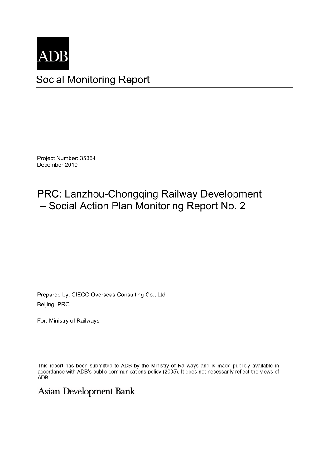 SMR: PRC: Lanzhou-Chongqing Railway Development Project