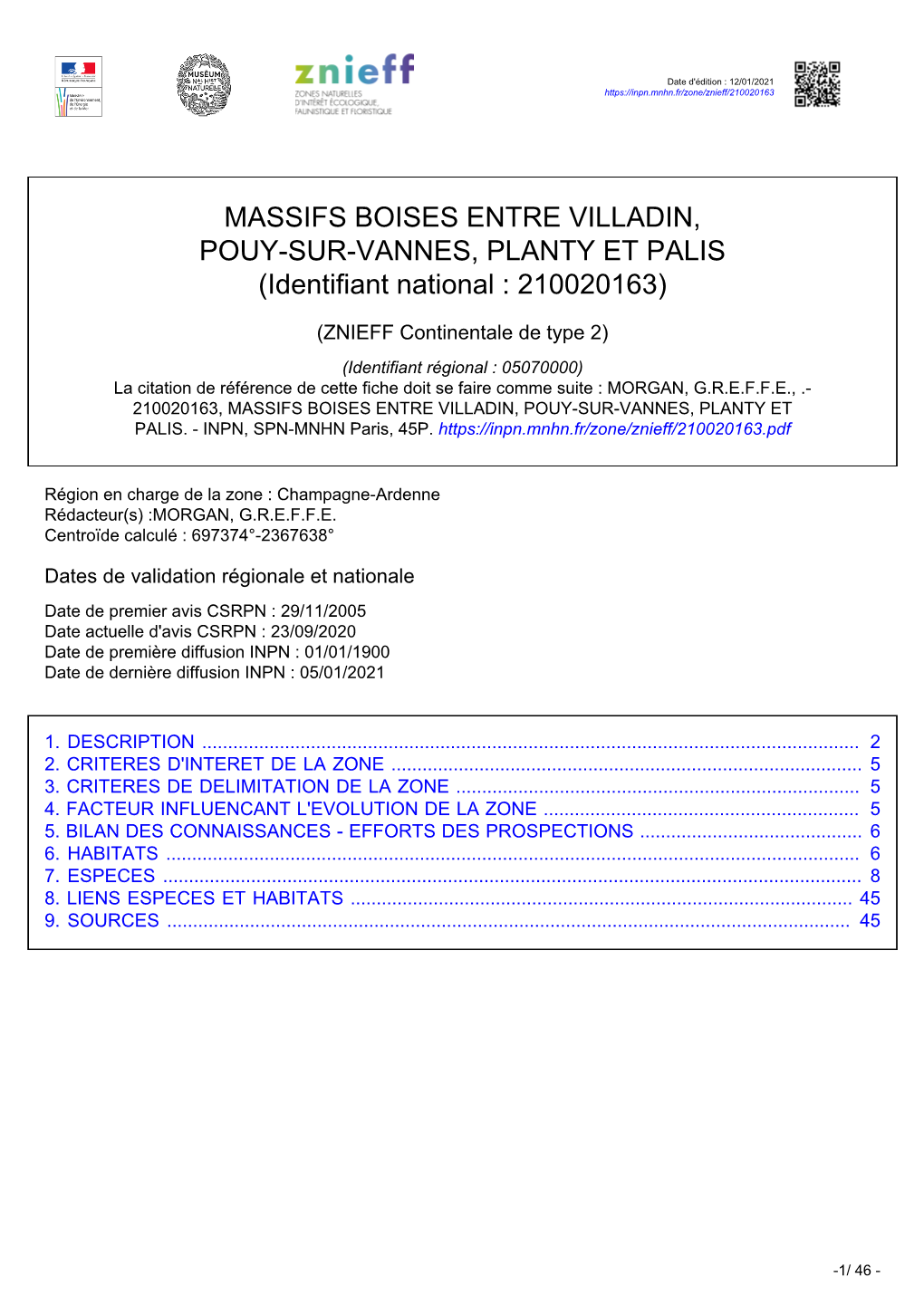 MASSIFS BOISES ENTRE VILLADIN, POUY-SUR-VANNES, PLANTY ET PALIS (Identifiant National : 210020163)