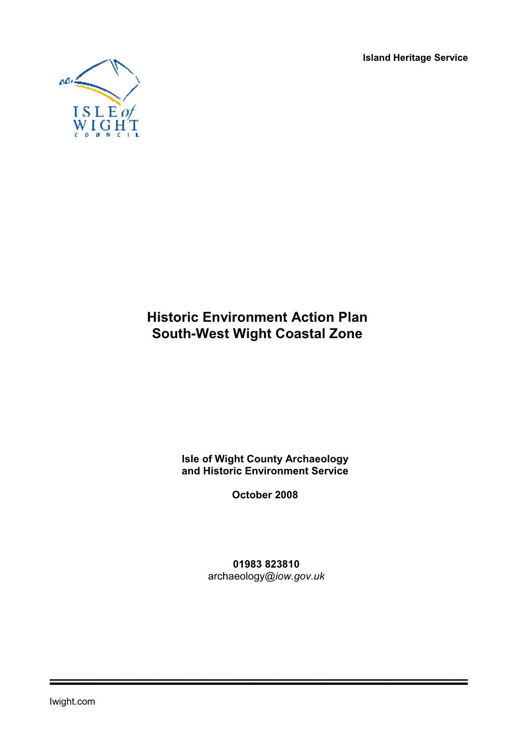 Historic Environment Action Plan South-West Wight Coastal Zone