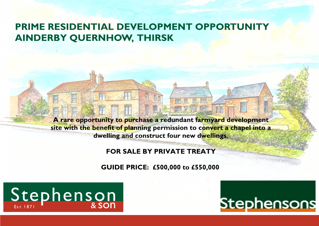 Prime Residential Development Opportunity Ainderby Quernhow, Thirsk