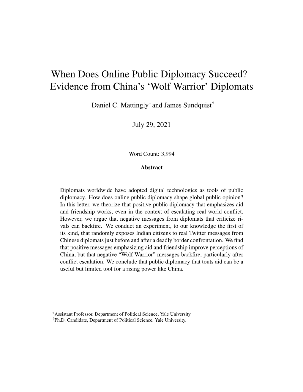 When Does Online Public Diplomacy Succeed? Evidence from China's 'Wolf Warrior' Diplomats