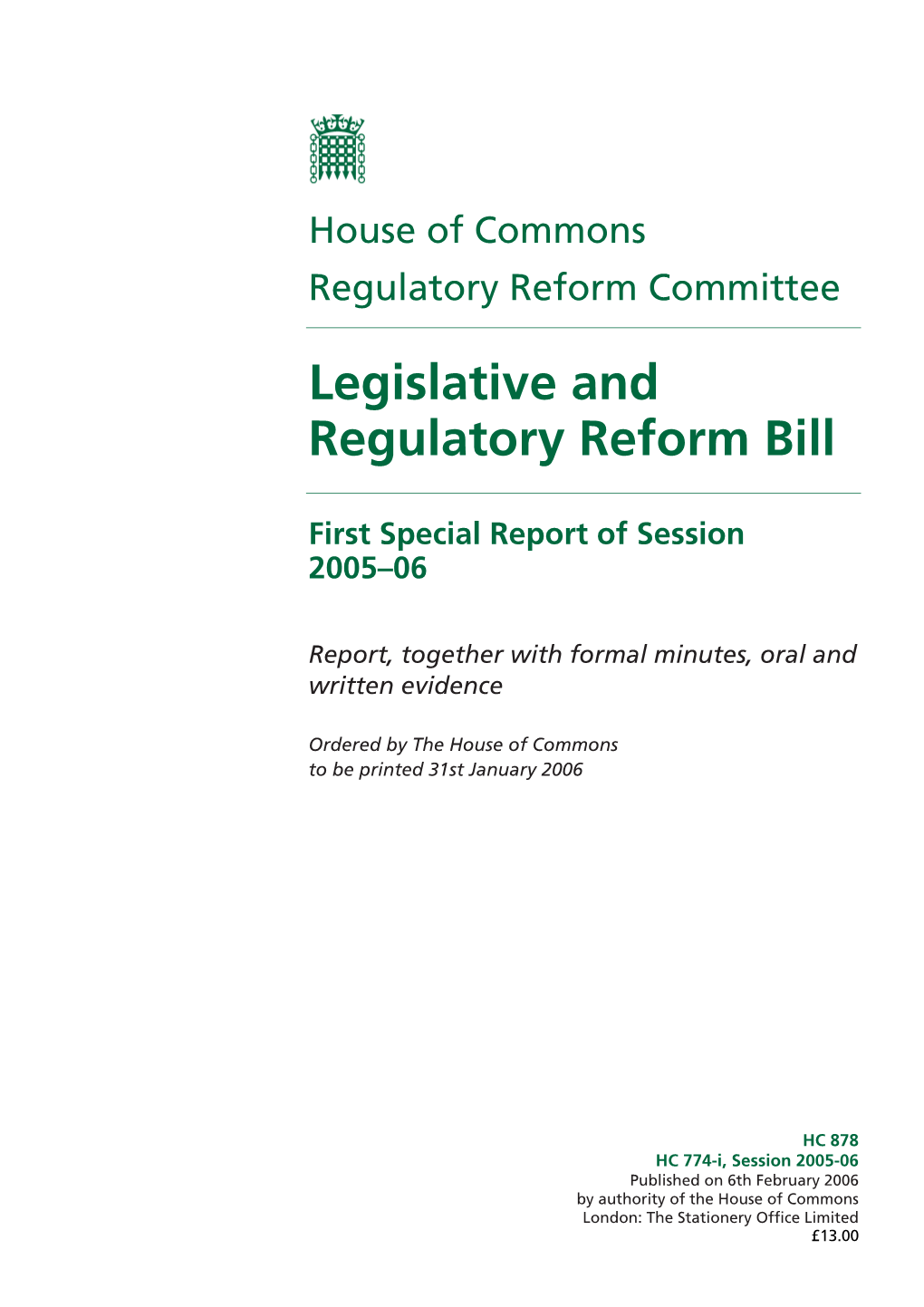 Legislative and Regulatory Reform Bill