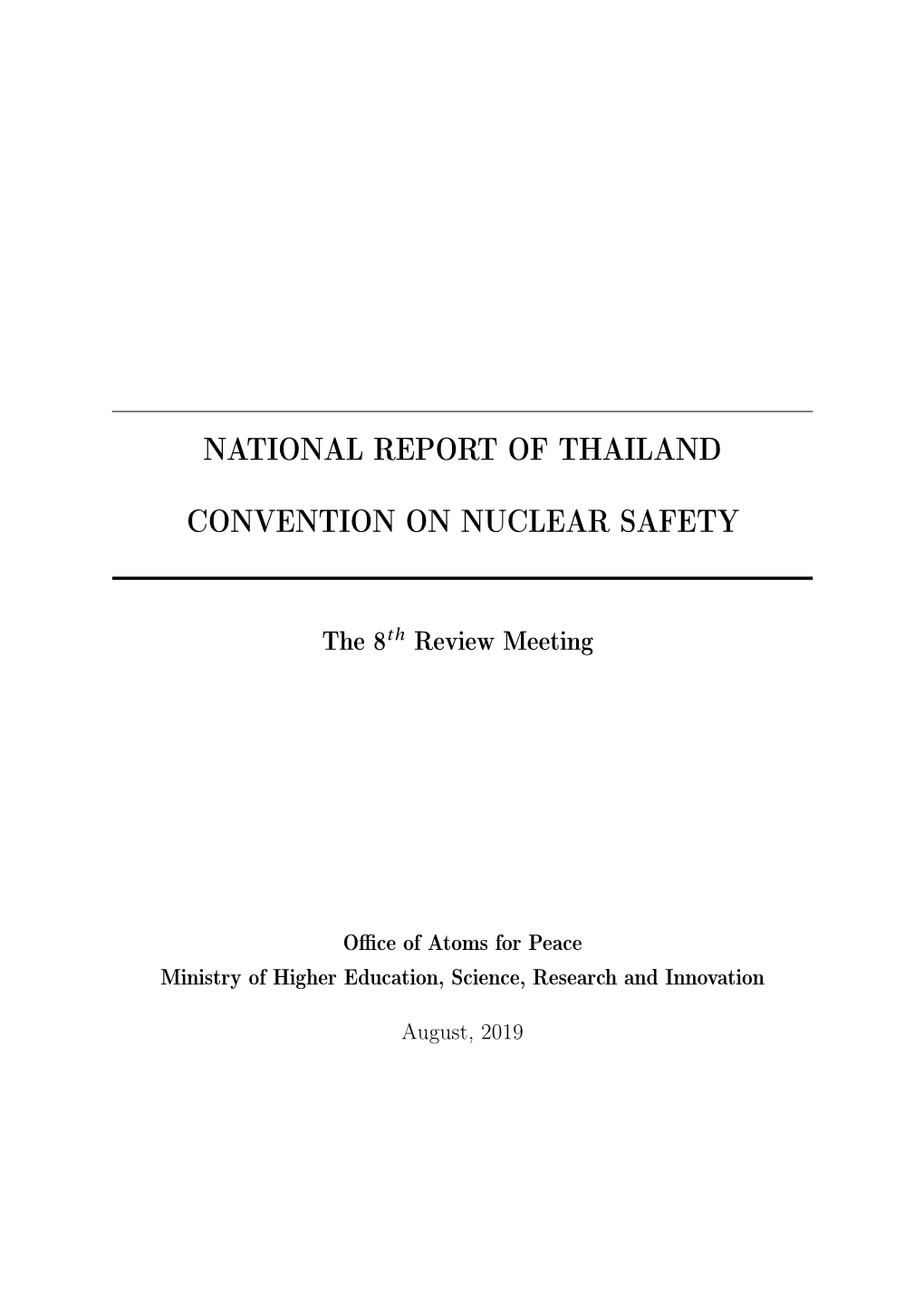 National Report of Thailand Convention on Nuclear