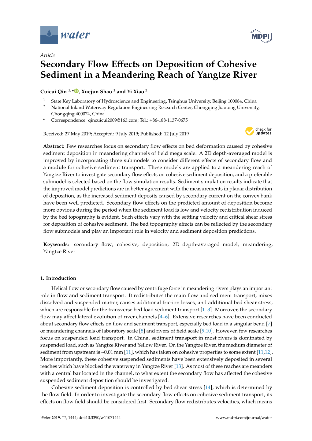 Secondary Flow Effects on Deposition of Cohesive Sediment in A