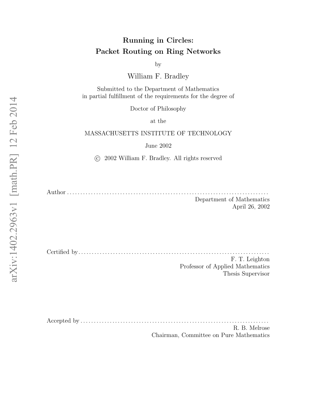 Running in Circles: Packet Routing on Ring Networks by William F