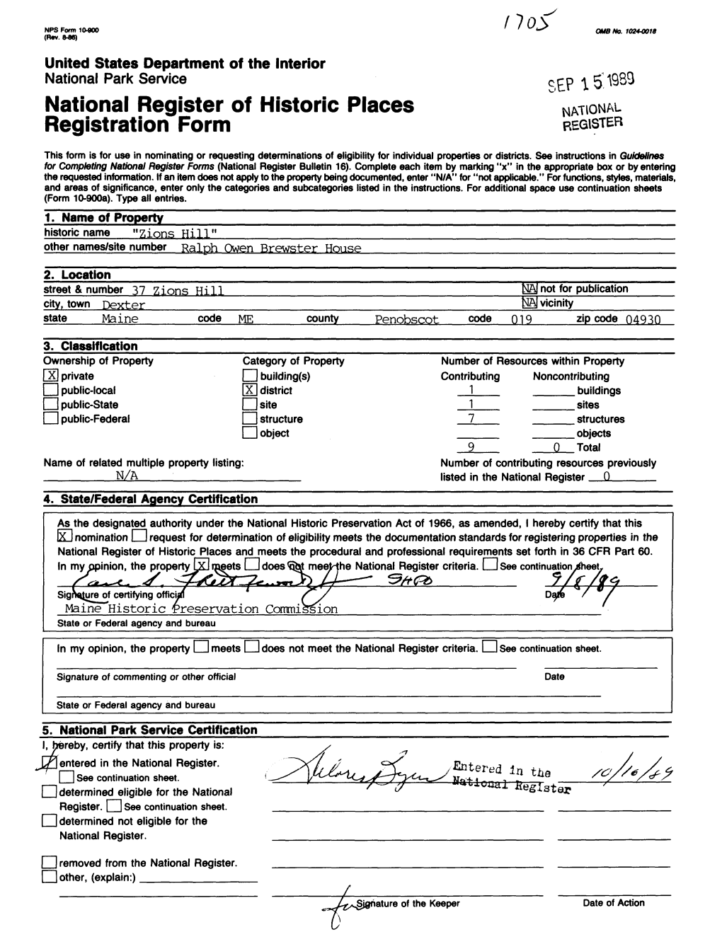 National Register of Historic Places Continuation Sheet