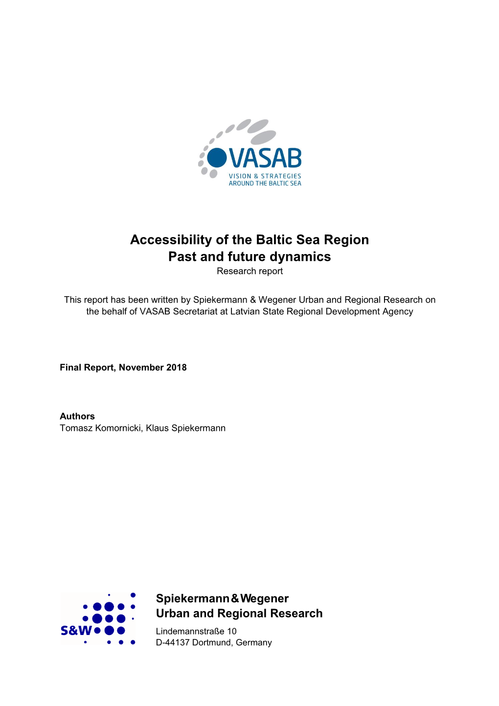 Accessibility of the Baltic Sea Region Past and Future Dynamics Research Report