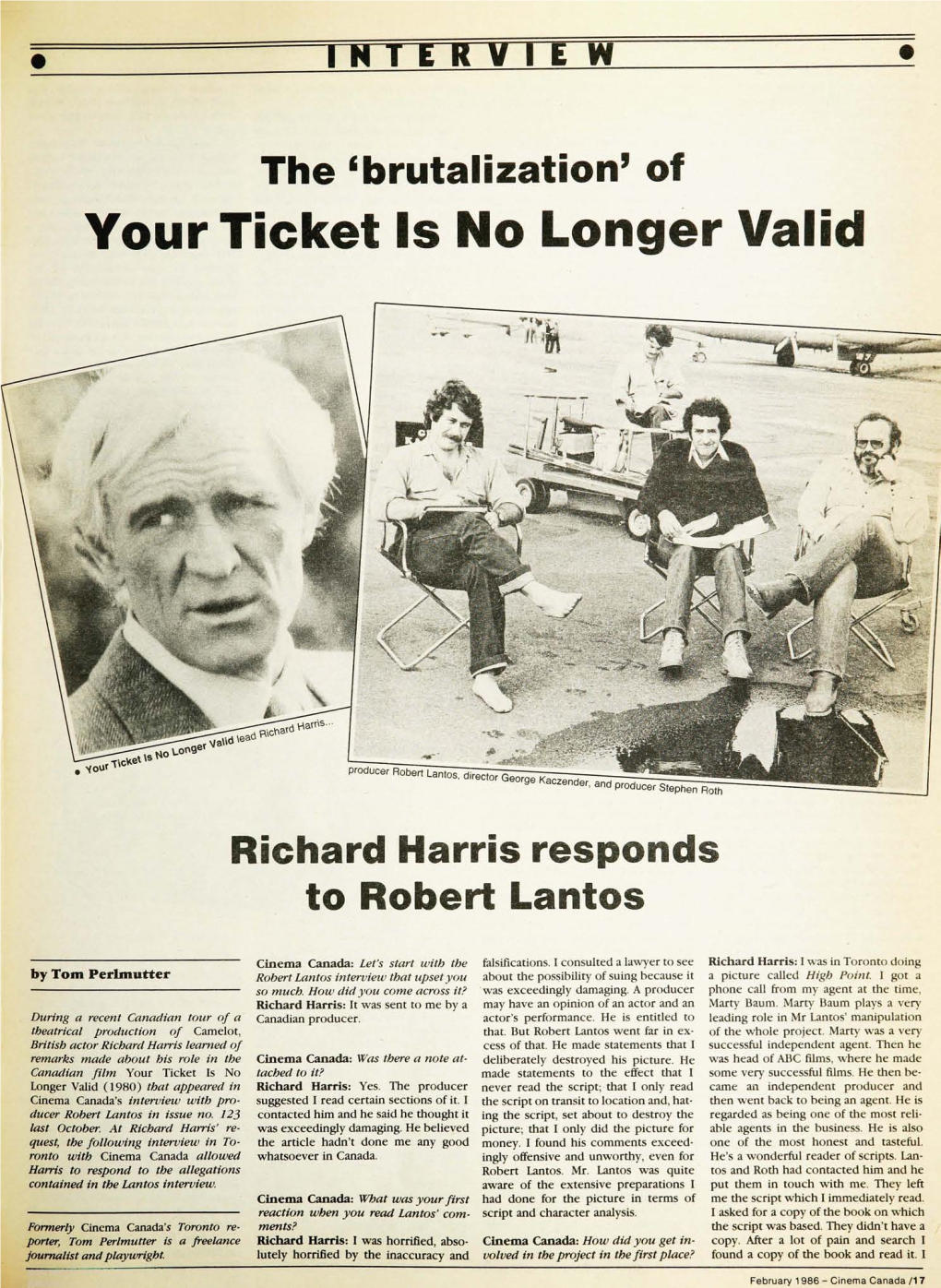 Richard Harris Responds to Robert Lantos