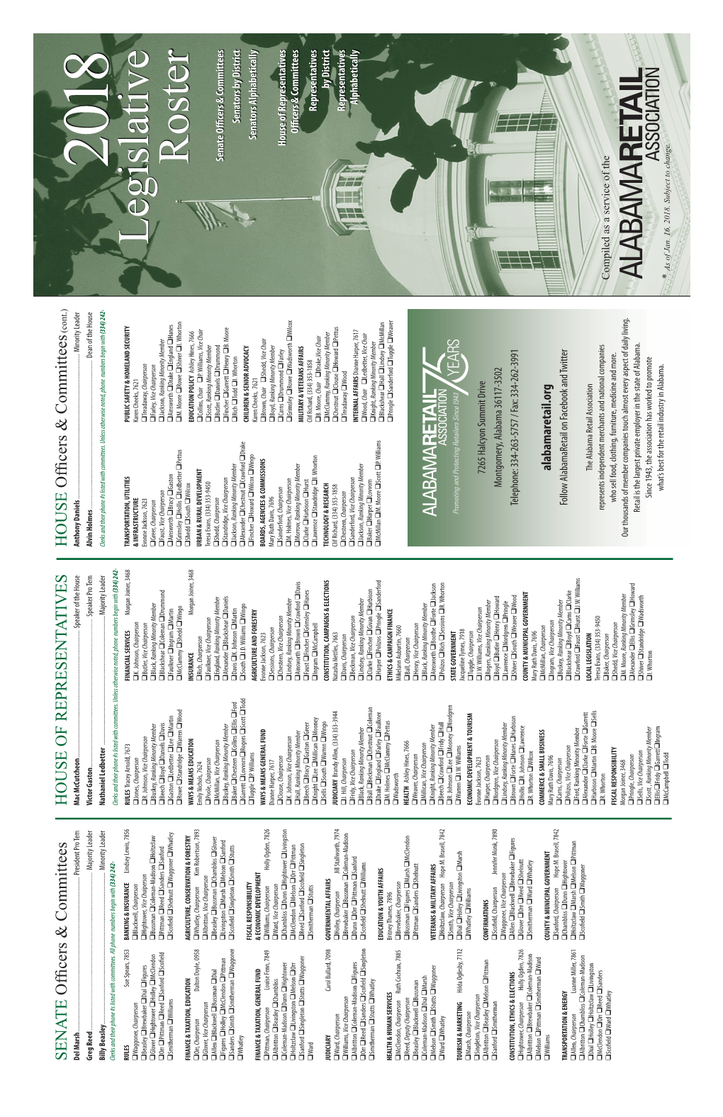 2018 Legislative Roster