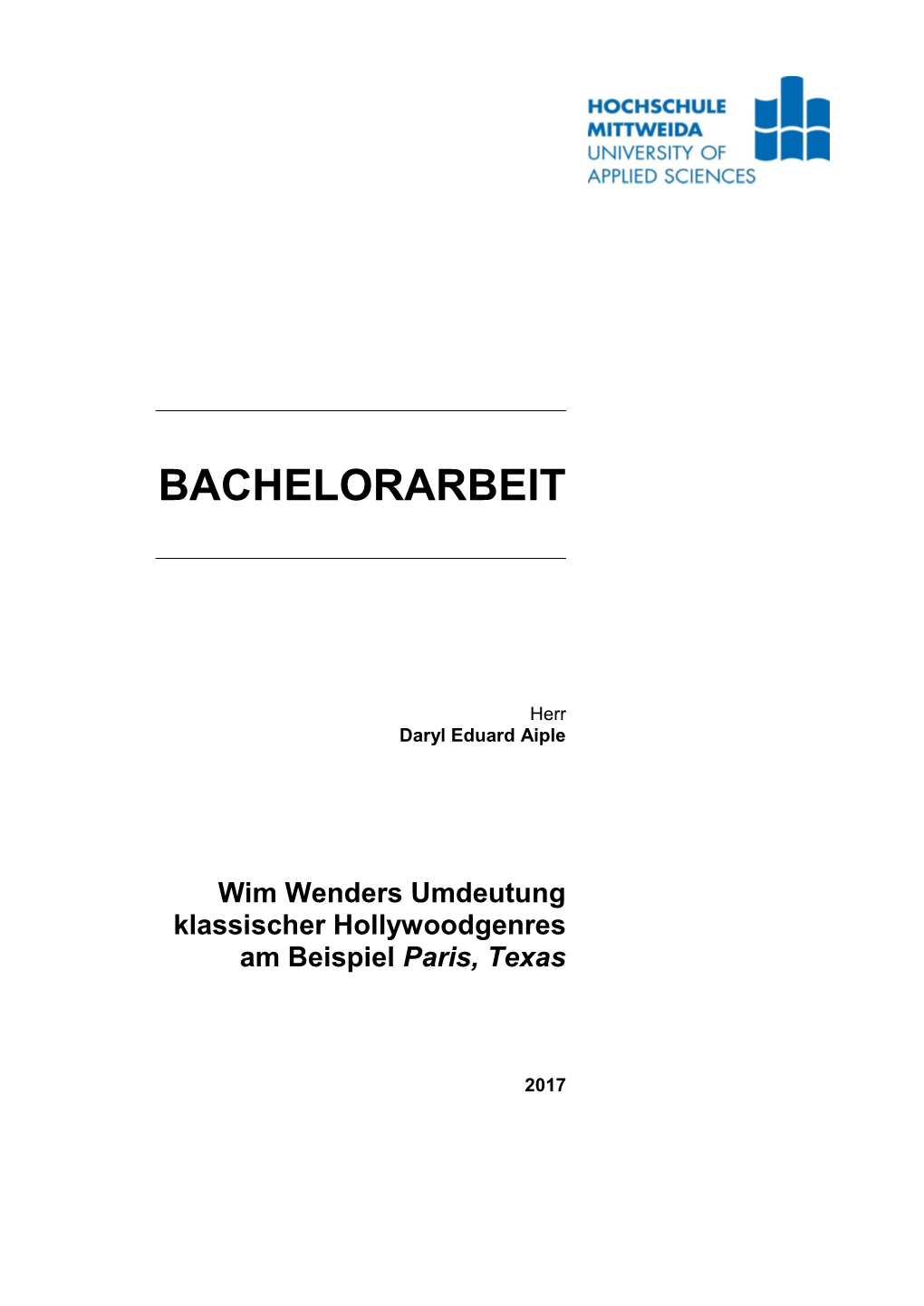 Wim Wenders Umdeutung Klassischer Hollywoodgenres Am Beispiel 