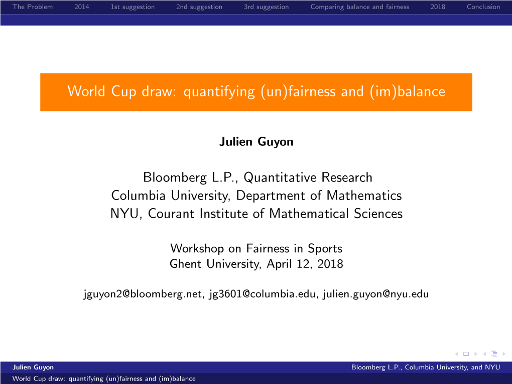 World Cup Draw: Quantifying (Un)Fairness and (Im)Balance