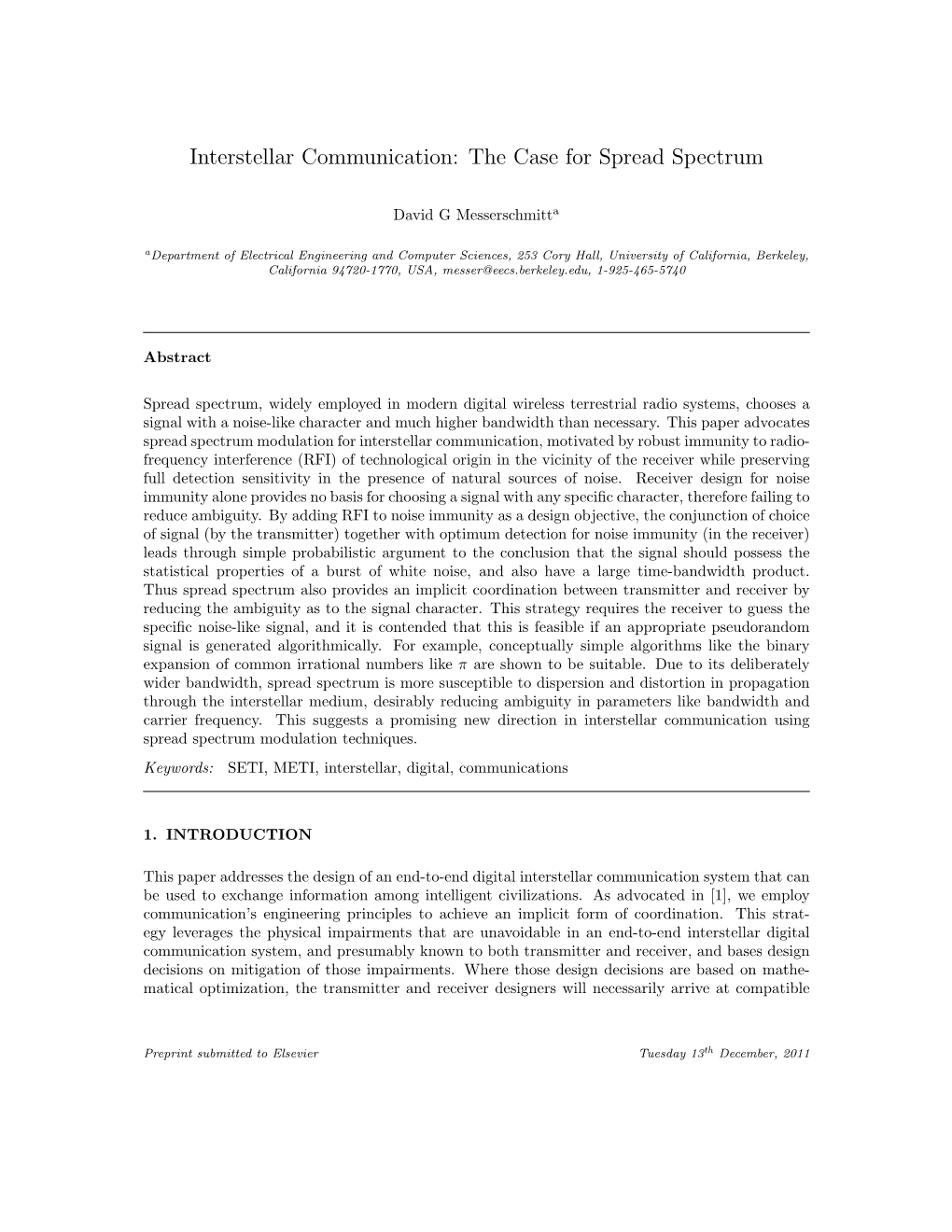 Interstellar Communication: the Case for Spread Spectrum