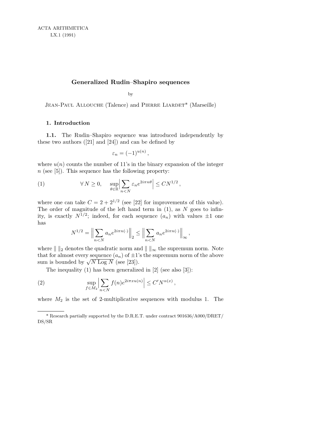 Generalized Rudin–Shapiro Sequences