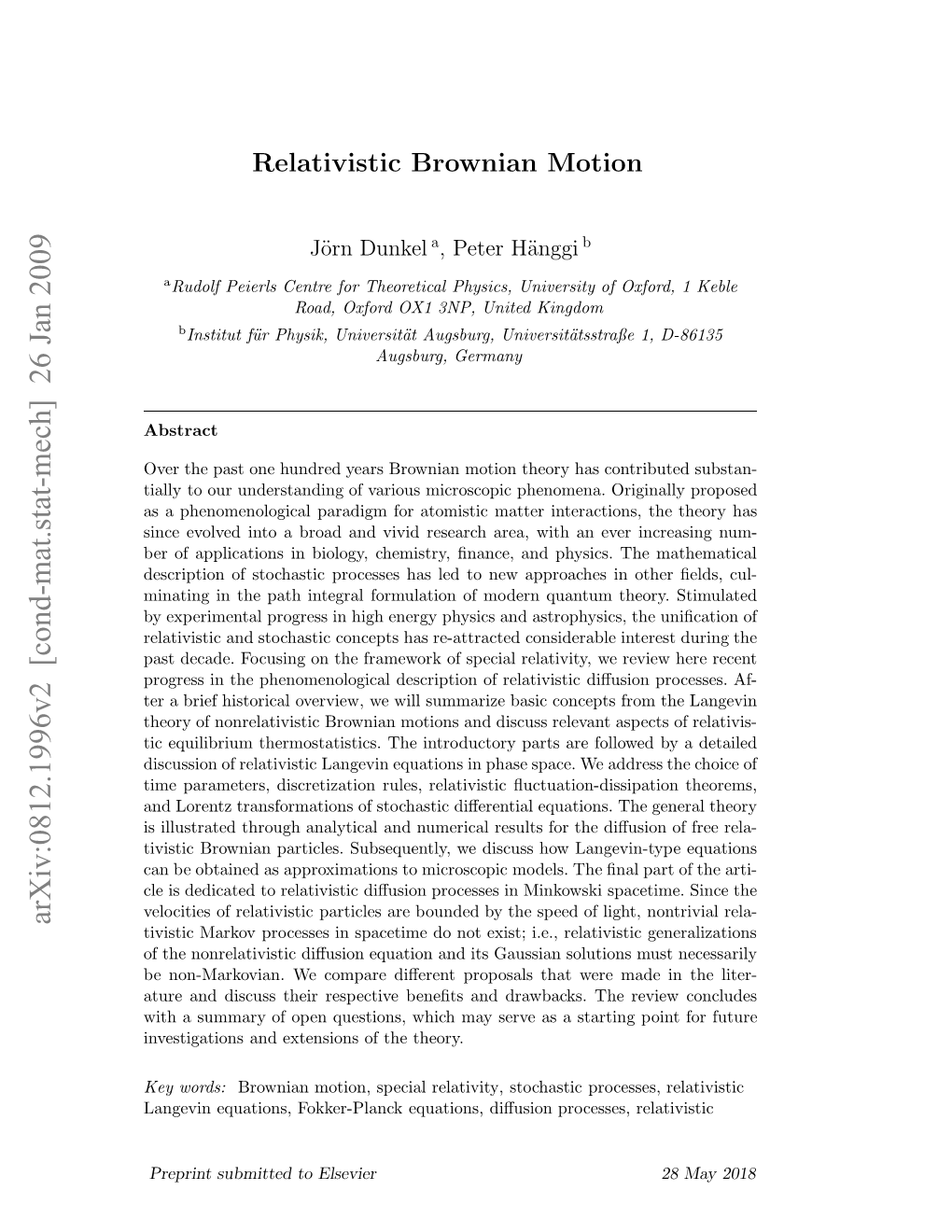 Relativistic Brownian Motion 13