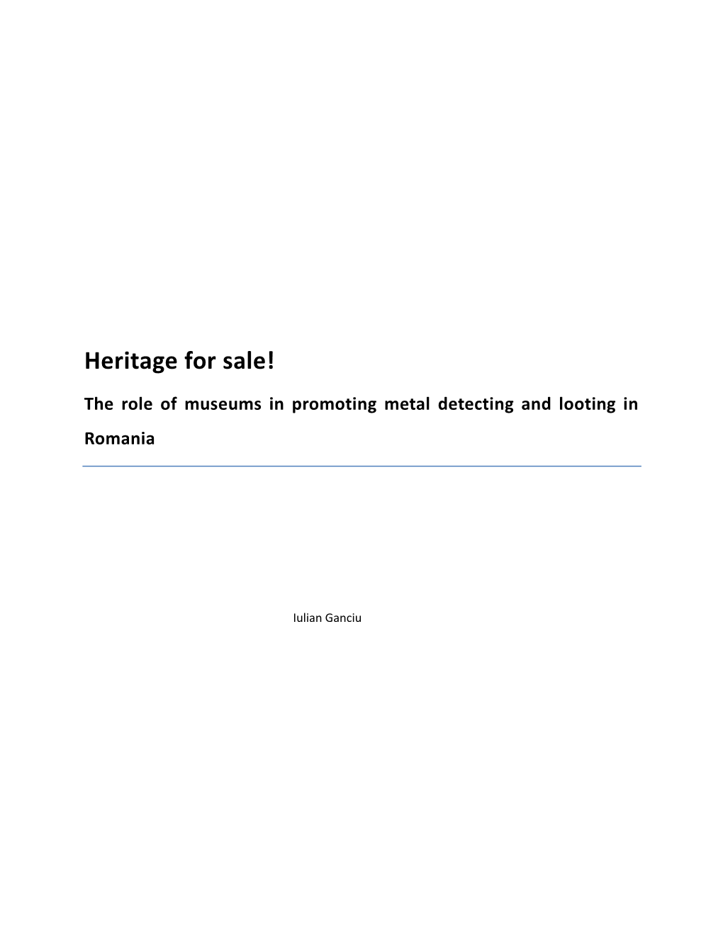 Heritage for Sale!