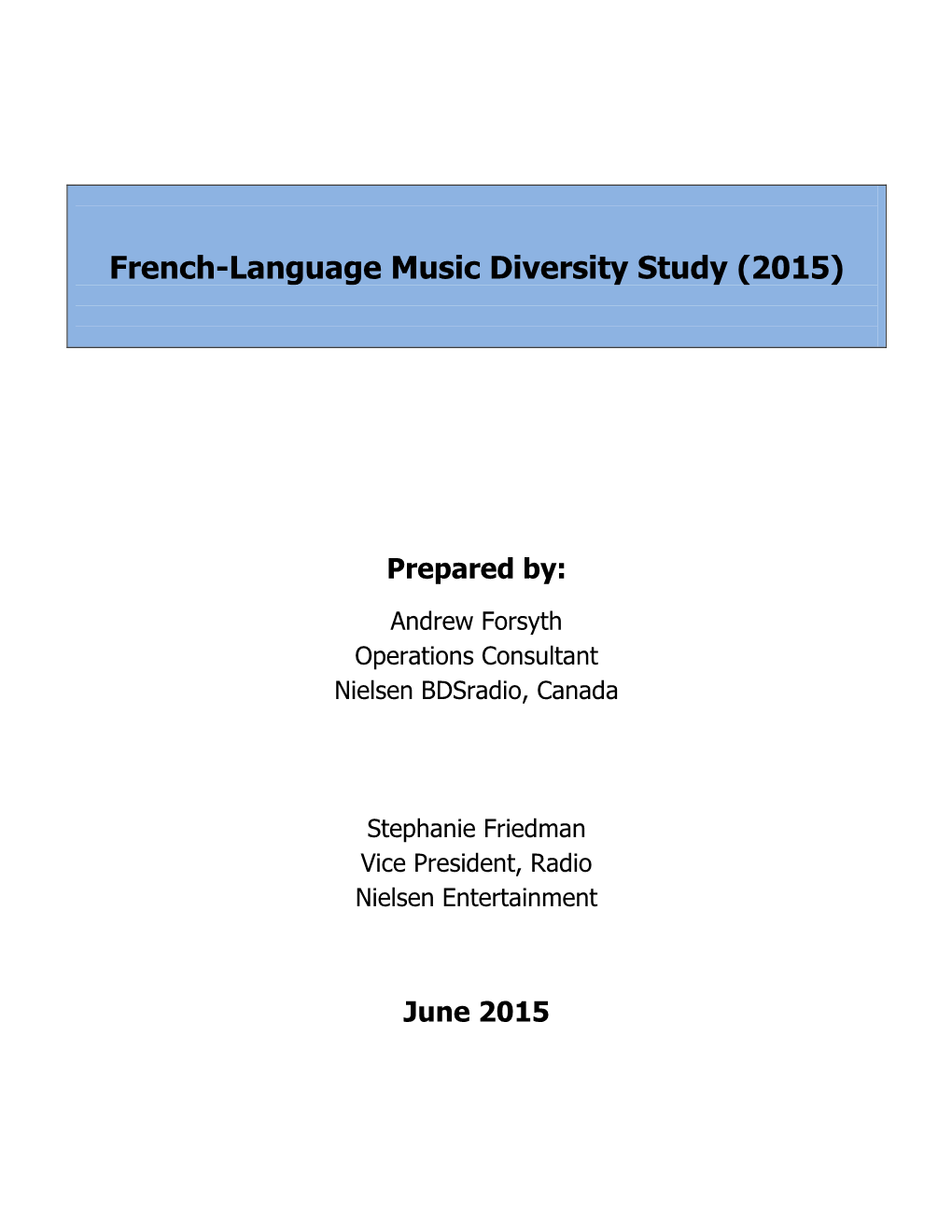 French-Language Music Diversity Study (2015)