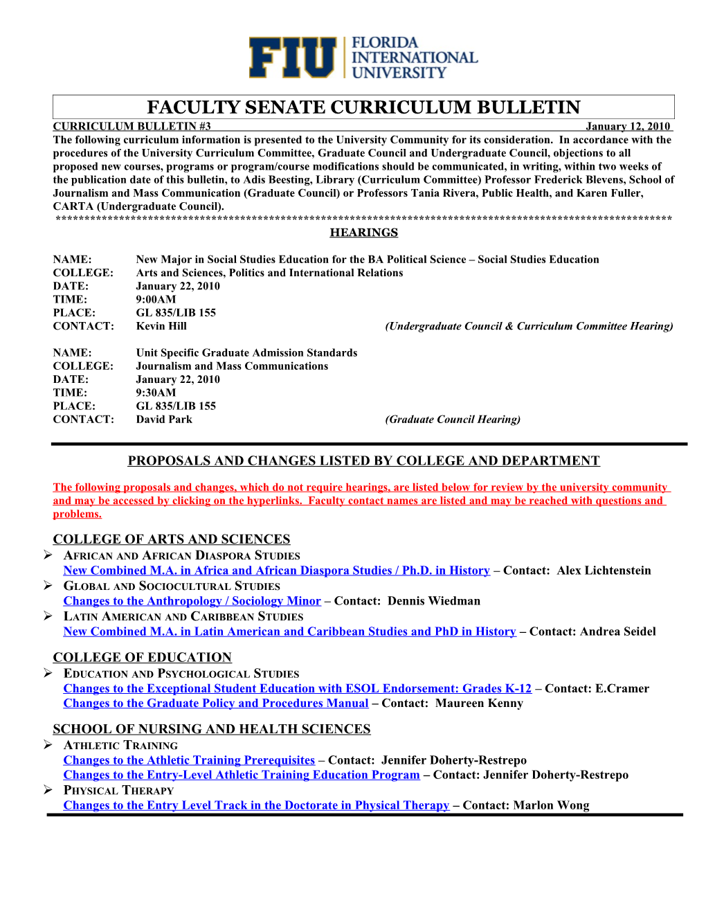 CURRICULUM BULLETIN #3 January 12, 2010 Page 5