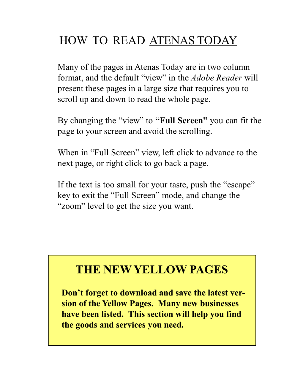 How to Read Atenas Today the New Yellow Pages