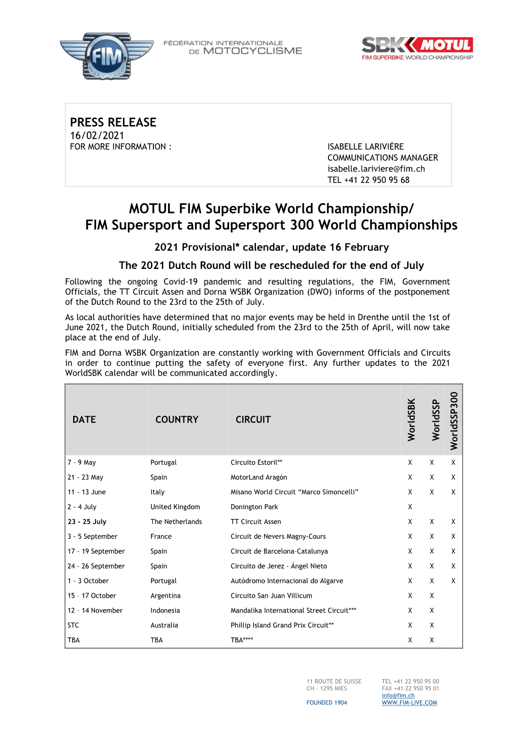 MOTUL FIM Superbike World Championship