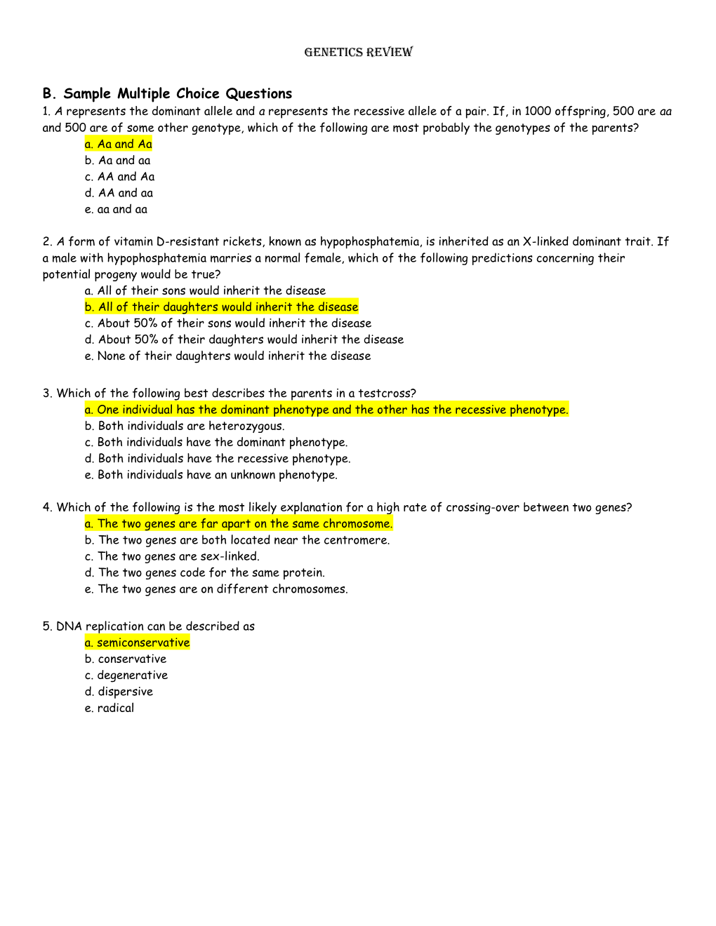 B. Sample Multiple Choice Questions 1