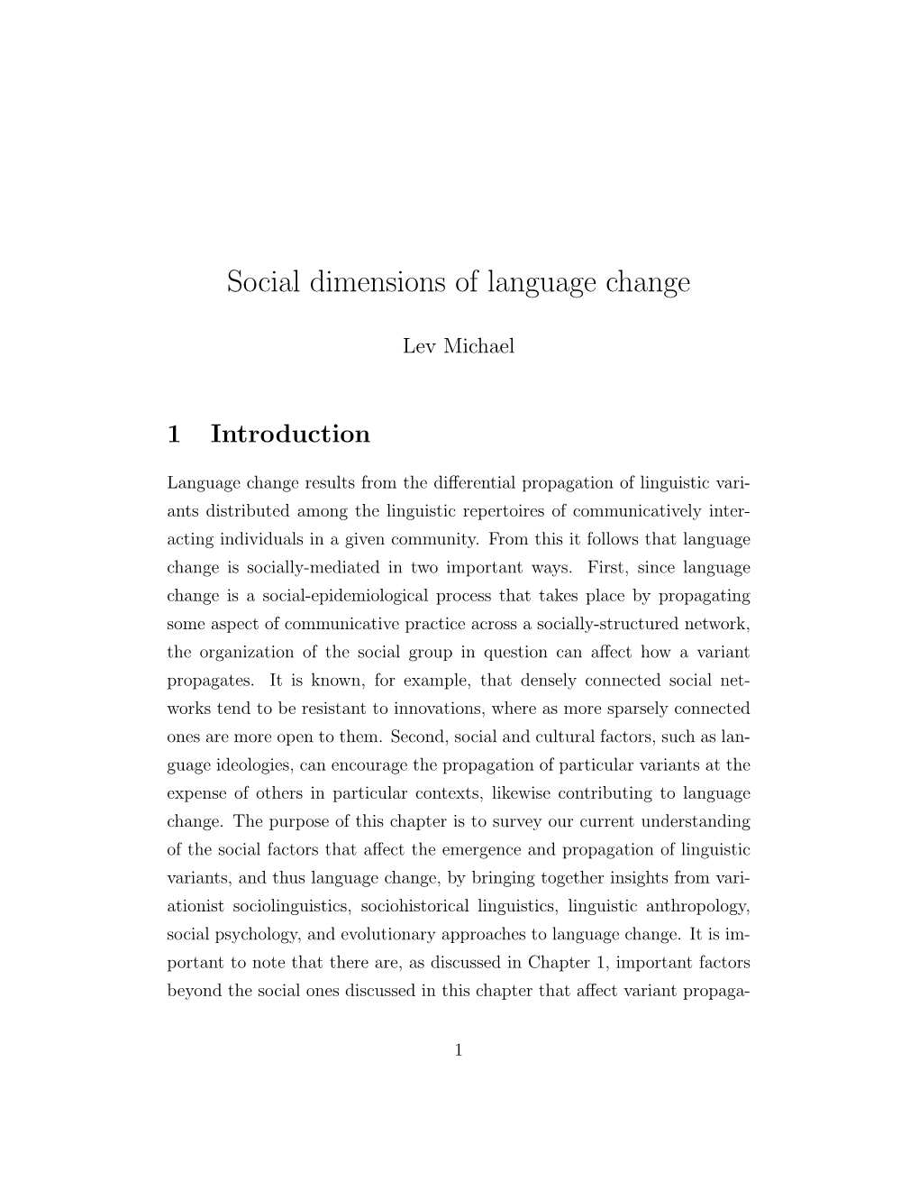 Social Dimensions of Language Change