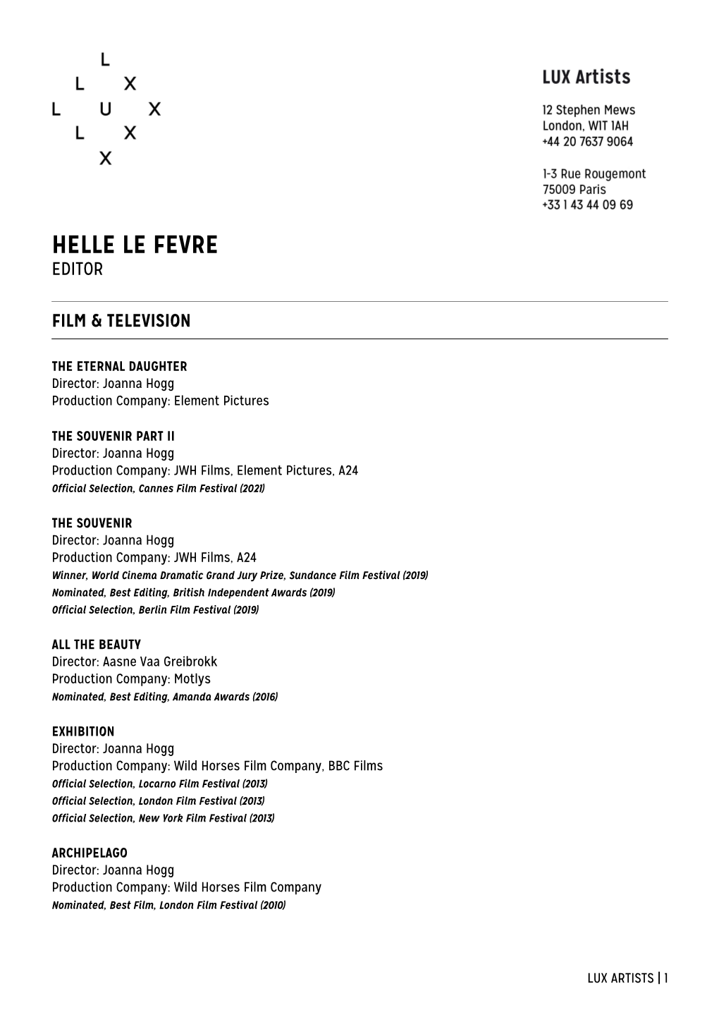 Helle Le Fevre Editor