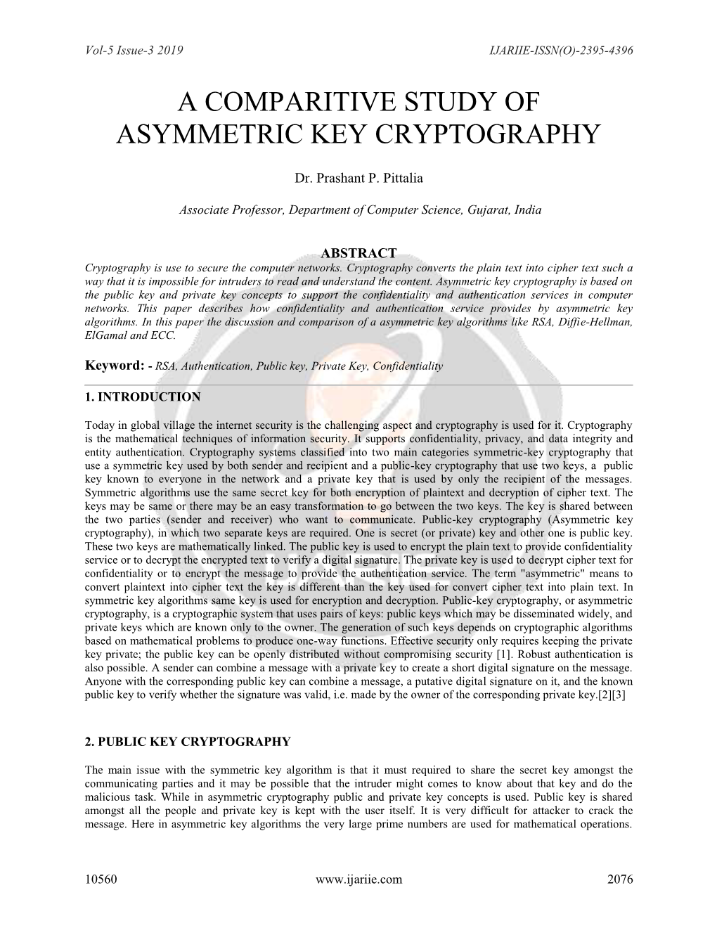 A Comparitive Study of Asymmetric Key Cryptography