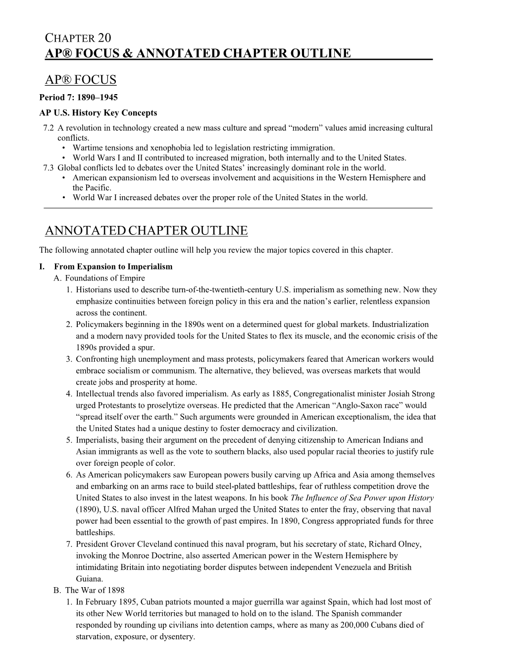 Chapter 20 Ap® Focus & Annotated Chapter Outline Ap® Focus